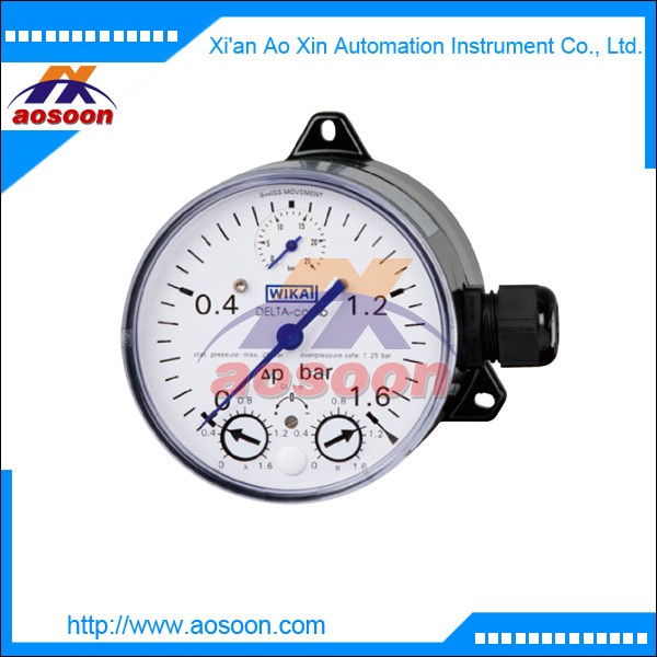 Differential pressure gauge With integrated working pressure indication and micro switch WIKA DPGS40 